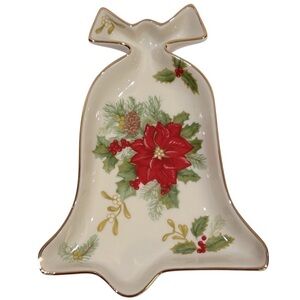 Mikasa Fine Porcelain Holiday Bloom Bell/Poinsettia Nut/Candy Dish FK026 EUC